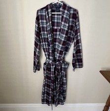 Polo Ralph Lauren Mens Plaid Flannel Robe Sz S Blue Red White Green Pockets Pony