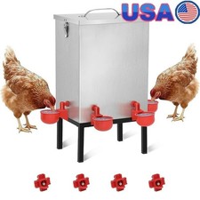Automatic Chicken Waterer Stainless Steel Feeder Easy Install No Spill 3 Gallon