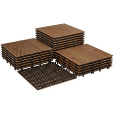 22 Pack Wood Deck Tiles 12"X12" Interlocking Snap Together Patio Flooring Cover