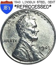 1943 (P) Lincoln Wheat Cent Steel Wartime Penny 1c - *REPROCESSED* - WWII