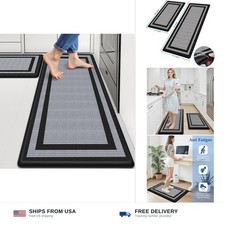 Anti-fatigue kitchen mat 2 pack 17.3x47 17.3x29 cushioned waterproof black