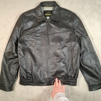 Summit Lederjacke Herren Medium schwarz Bomber butterweich Reißverschluss Freizeit Mantel