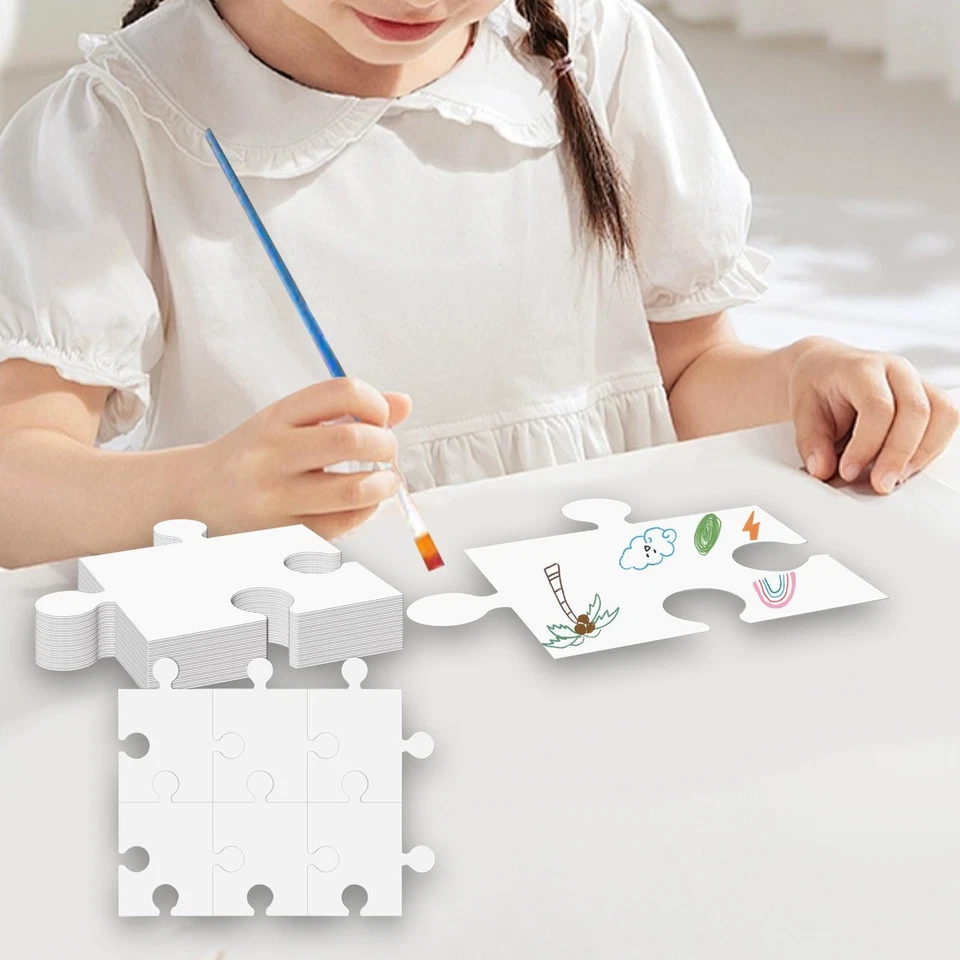 Puzzle di cartone bianco vuoto educativo per attività familiari 30 pezzi - Immagine 2 di 4