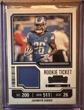 2023 Panini Contenders Rookie Ticket Swatches Jahmyr Gibbs #TS12 Detroit Lions