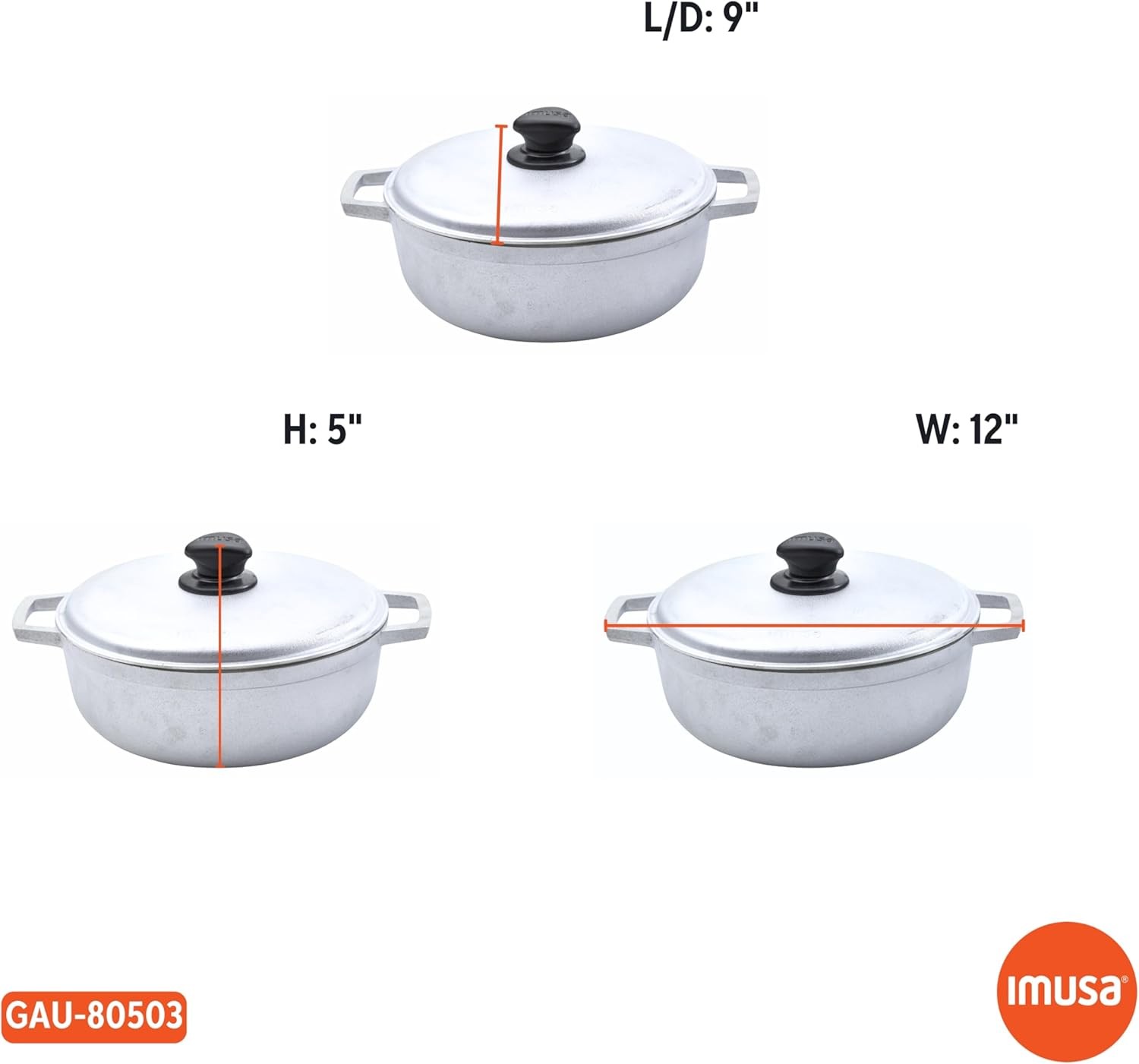 IMUSA 2.6 Quart Traditional Natural Made in Colombia Caldero Qt, Silver 