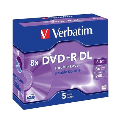 Verbatim 8x DVD+R DL Dual Layer 8,5GB - 5 Discs in Jewel Cases (43541)