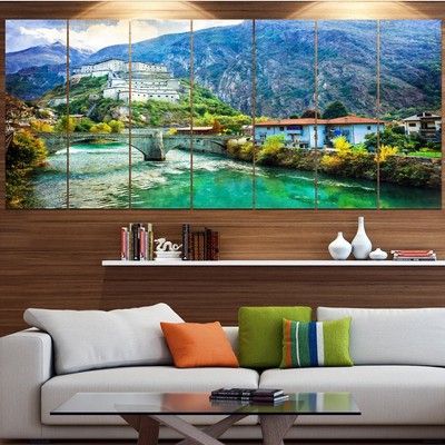 Designart ''Valle d'Aosta Castles Italy'' Modern Landscpae  Oversized
