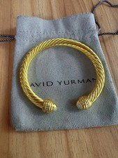 David Yurman 18K Yellow Gold 7mm Cable Bracelet with Diamonds