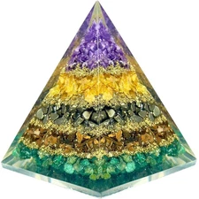 Money Magnet Pyramid with Amethyst, Citrine, Pyrite  Tiger Eye Stones – Cryst...