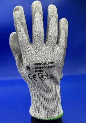 ANSI Cut Level 4, EN388 Cut Level 5 Work Gloves Size 8, Gray, Pack of 12 Pairs
