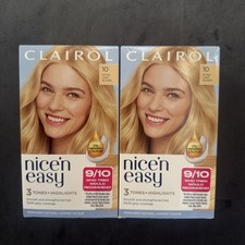 2x Clairol Nice'n Easy hair permanent colour 10 extra light blonde 3 tones high 