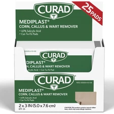 Curad Mediplast Corn Callus Wart Remover 25 Pads 40% Salicylic Acid Topical