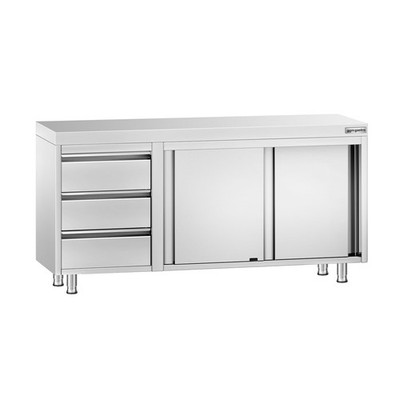 GGM Gastro Edelstahl Arbeitsschrank PREMIUM - 1600x600mm - mit 3 Schubladen