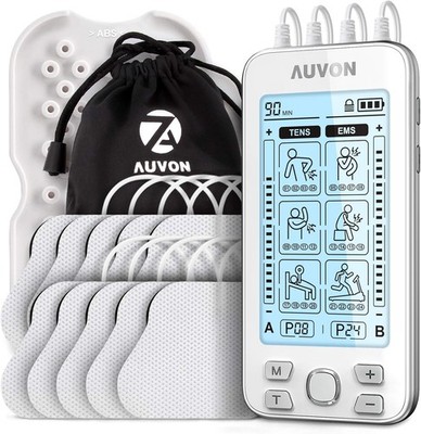 AUVON TENS EMS Gerät 4 Kanäle 24 Modi Reizstrom Massagegerät 10 Elektroden Weiß