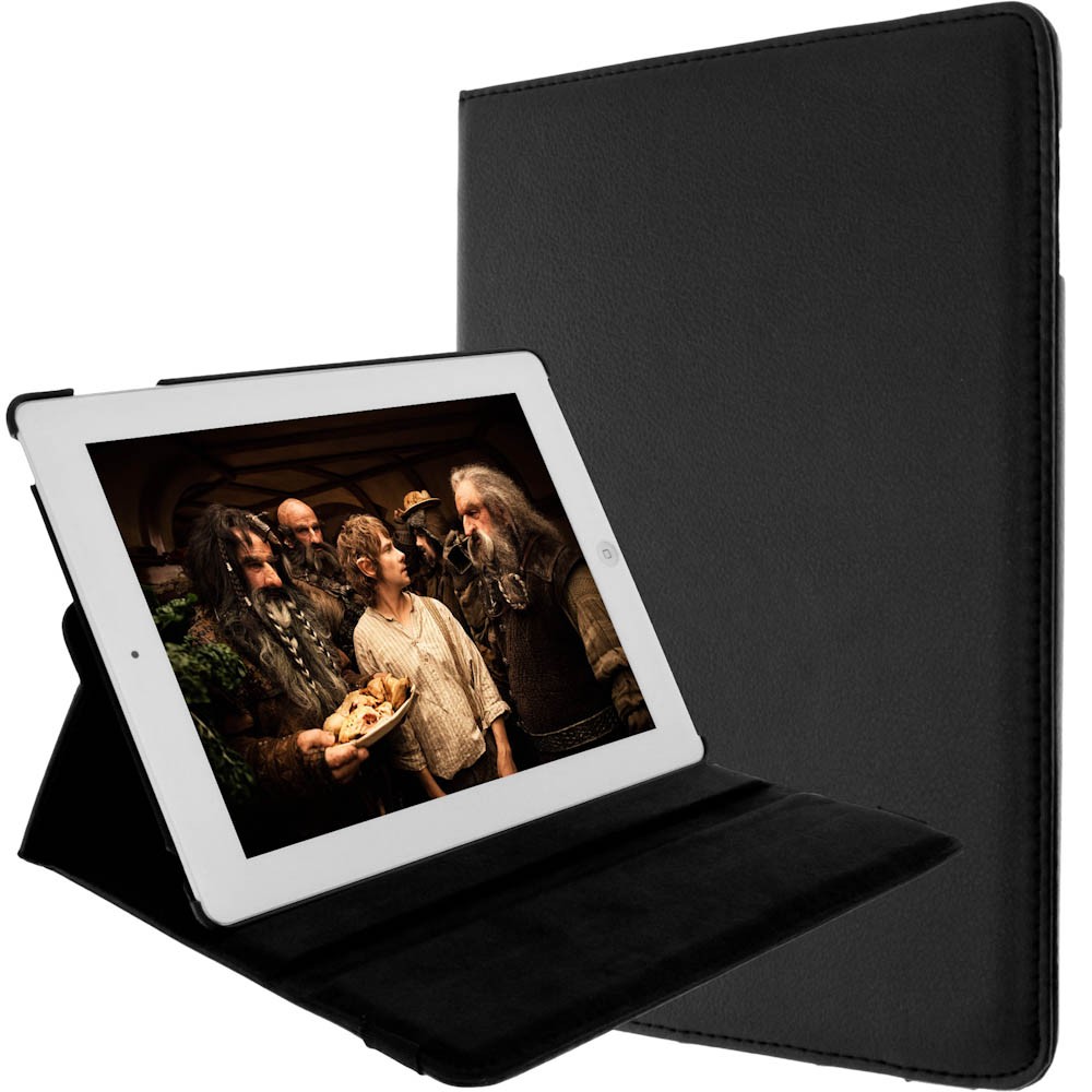 Coque à rabat pour iPad 2, 3 et 4 avec support - Noir élégant en simili cuir