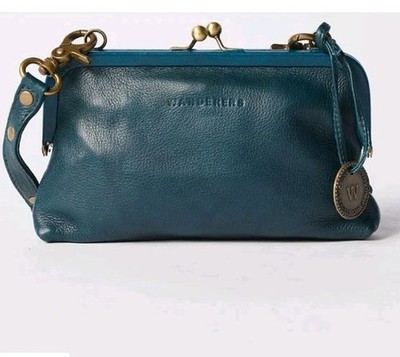 $139 Wanderers Travel Co kiss lock clasp frame purse small bag crossbody 