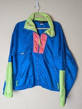 Vintage Columbia Men  s Full Zip Windbreaker Large Intertrainer Neon Color Block