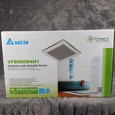 Delta Breez Ventilation System VFB080D4H1 Humidity Sensor LED Light New Open Box