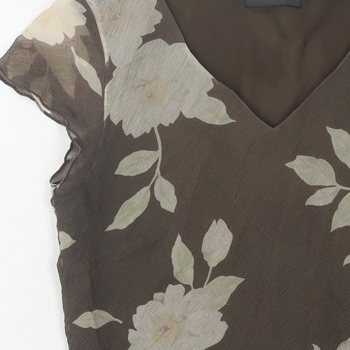 Top donna Alex & Co. marrone seta floreale UK 10 - Foto 6 di 12