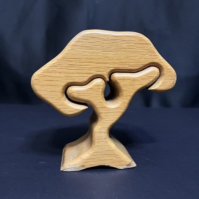 Vintage Fred Buss Zebra Wood Africa Tree Free Form Puzzle Box Jewelry Ring