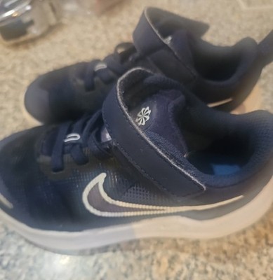 Nike Downshifter Sneakers Boys 12C Swoosh All Black Ankle Strap Easy Comfort