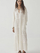 Maison Hotel Dada Maxi Dress in Pearl Jam Ivory Self-Embroidered Lace Sz S *EUC*