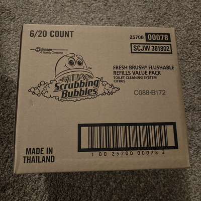 1 Case 6 x 20ct Box Scrubbing Bubbles Flushable Fresh Brush Refills Citrus 120ct