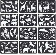 12PCS Animal Plastic Stencils Reusable Journaling Drawing Template for Children