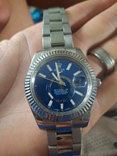 Rolex Sky-Dweller 326934 42mm Blue Dial Fluted Bezel Steel Bracelet
