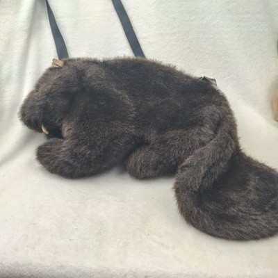 Beaver Backpack NWT Brown Furry Face Handcrafted in Canada Senitt