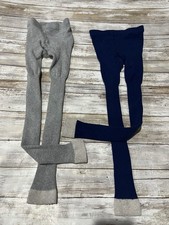 Mini Boden Girls 7 8 Navy & Gray Footless Tights w/ Sparkle Cuffs lot of 2