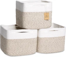 NaturalCozy Storage Cubes 9" x x 7", Off White & Mixed Brown 