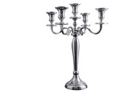 Kerzenhalter FüR Stabkerzen Metall In Silber 40 Cm Hoch 5-Armig KerzenstäNder