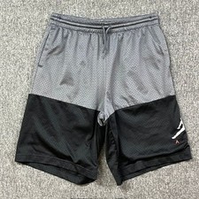 Jordan Shorts Boys XL Gray Black AIR Jumpman Basketball Mesh Athletic Drawstring