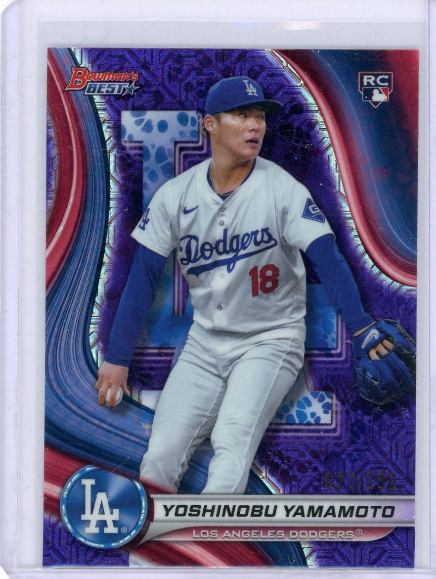 2024 Bowman's Best Purple Rookie Refractor #34 Yoshinobu Yamamoto No 27 of 250