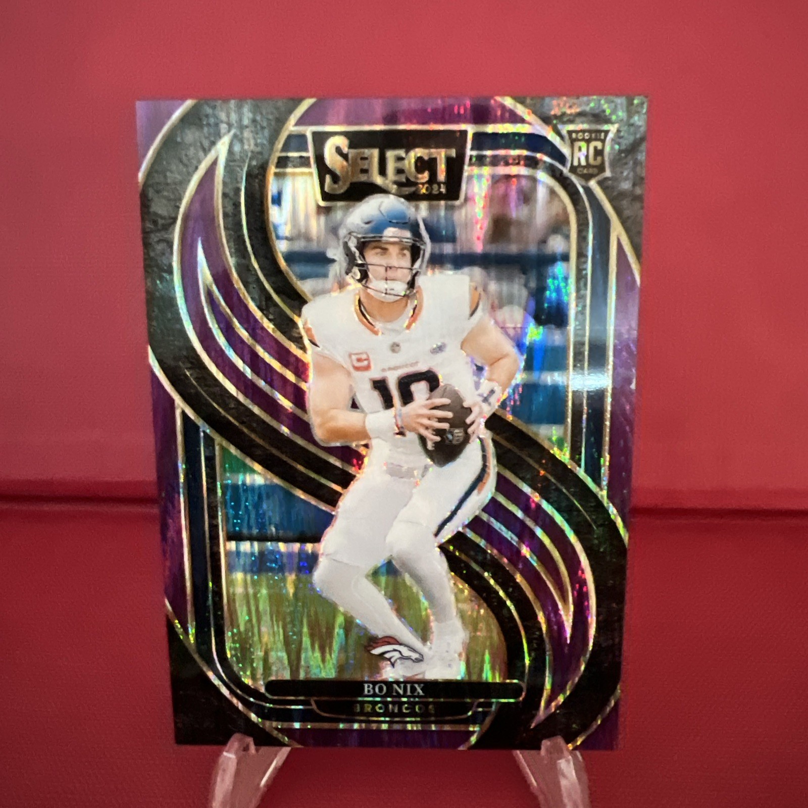 2024 Panini Select Bo Nix Rookie Premier Level Purple Shock /360