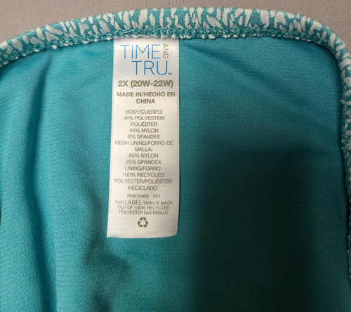 Time and Tru Bikini Swimsuit Bottom Size 2X 20W - 22W Aqua Green and White - Picture 4 of 5
