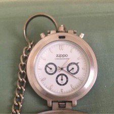 Zippo Pocket Watch Quartz Chronograph Full Hunter Chain USA New Battery