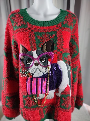 Holiday Time Maglione Donna Cane Brutto Natale Taglia 2X (20W-22W) - Foto 2 di 13