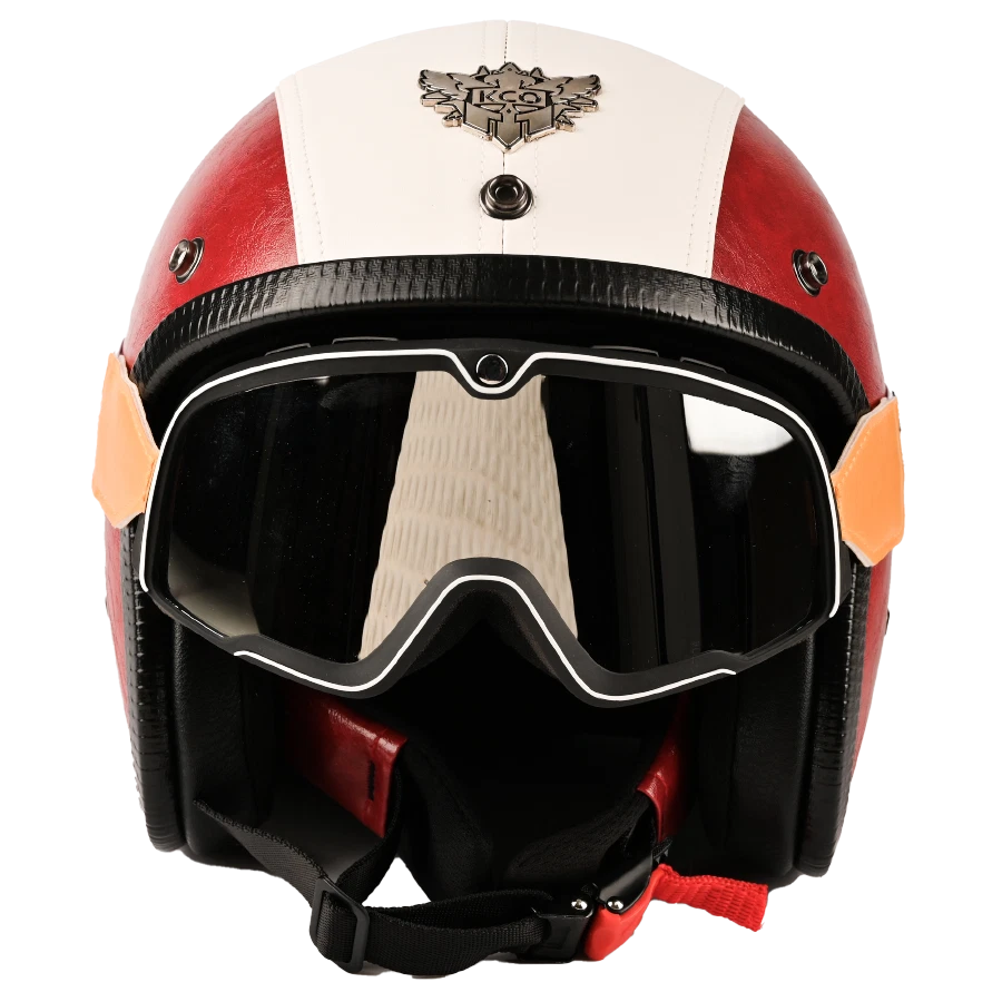 Casco de moto vintage 3/4 cara abierta con gafas parabrisas estilo retro Foto 4 de 4