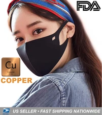 NEW Copper Infused Face Mask Reusable Washable Deodorizing Black