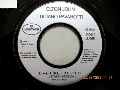 Elton John & Luciano Pavarotti - Live Like Horses (7'', Jukebox)  MINT Condition