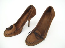 MIU MIU PRADA LADIES SHOES FORMAL DRESS HEELS TAN ITALY SIZE 39