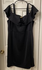 Women's Black Shift Dress Ruffle Neck Size 20 NWT Lane Bryant - READ