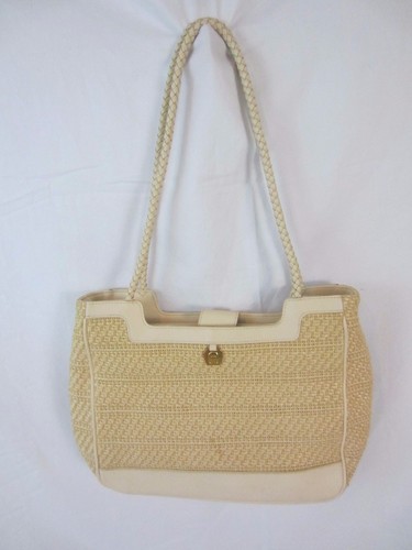 Etienne Aigner Tejido Beige Bolso de Hombro Cartera Bolso De Mano Medio-BP4  | eBay