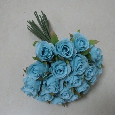 Diy Pack Aqua Rose Ribbon Pins Posy Wedding Bouquet Artificial Silk Flowers Ebay