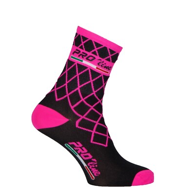 PRO' line CALZE CALZINI CICLISMO Rhombus Rosa Fluo PAIO Taglia Unica  39-46