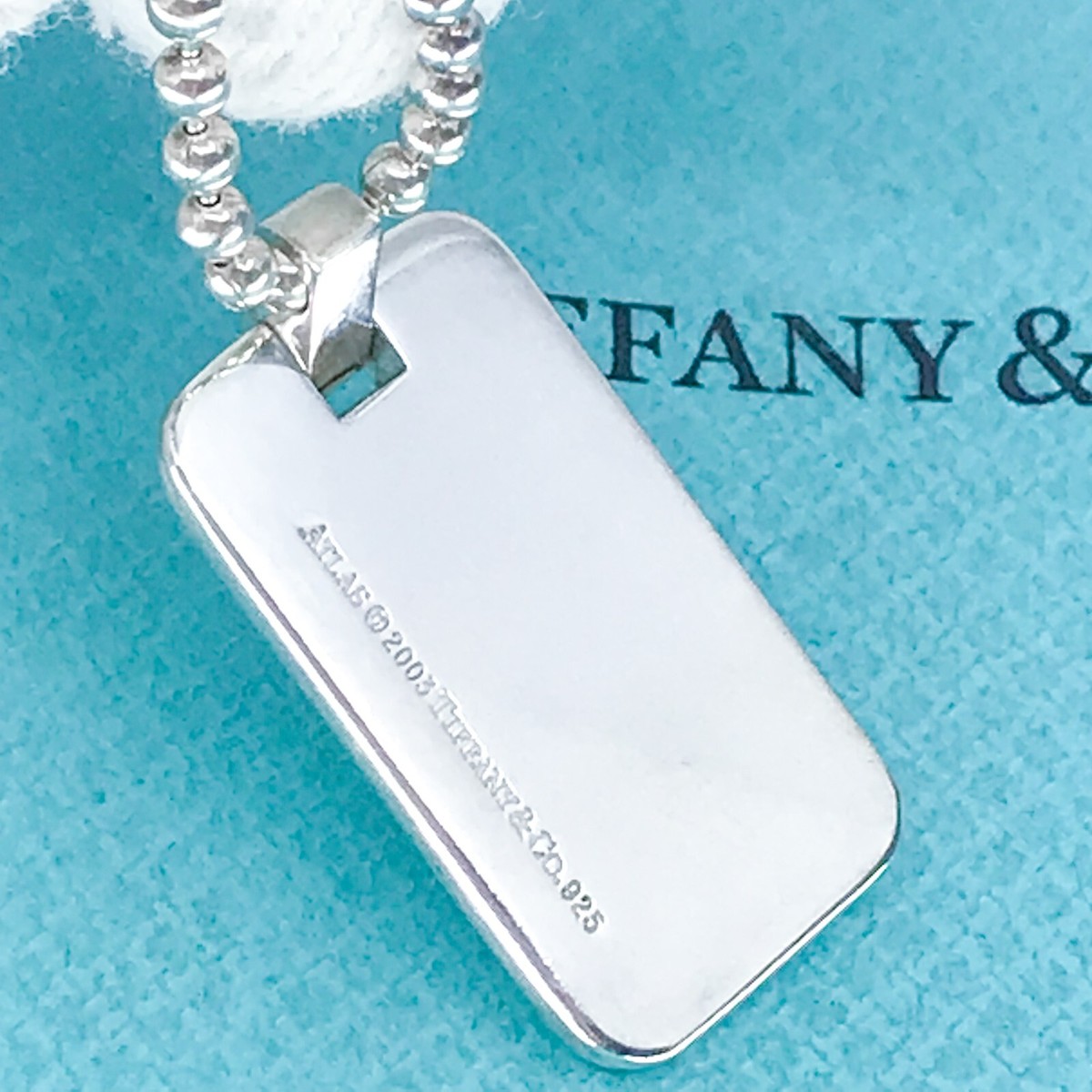 Tiffany & Co. Atlas Dog Tag Pendant Necklace 16.34