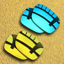 US 2 Pairs Polarized Lenses Replacement for-Oakley Holbrook Mix-Ice Blue&Golden