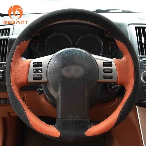 Cubierta de volante de gamuza de cuero suave para Nissan 350Z Infiniti FX FX35 FX45 - Imagen 2 de 9
